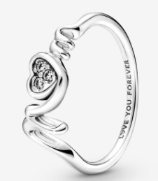 Anillo Pandora corazón circonias grabado Love You Forever plata