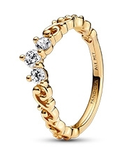 [JZ-702] Anillo Pandora Baño Dorado Tres Circonias