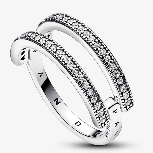 [JZ-719] Anillo Pandora Signature Doble Banda Pavé