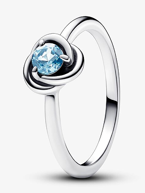 Anillo Pandora nudo circonia azul plata