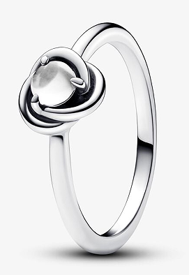 [192993C04] Anillo Pandora nudo piedra blanca plata
