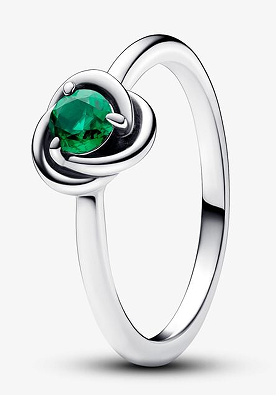 [192993C05] Anillo Pandora Círculo Eterno circonia verde