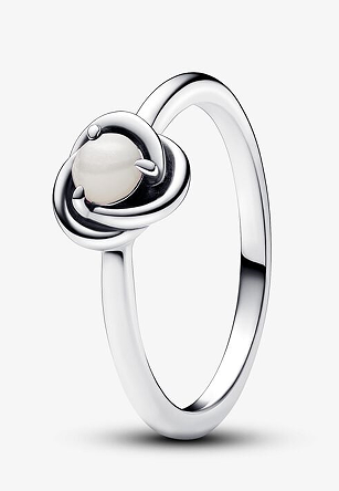 [192993C06] Anillo Pandora Círculo Eterno cabujón blanco