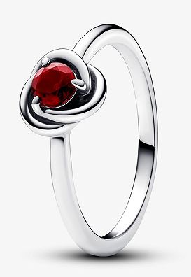 [192993C01] Anillo Pandora nudo circonia roja plata