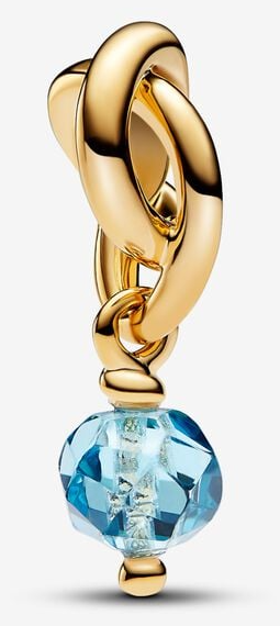 Charm Pandora Nudo Dorado Cristal Azul