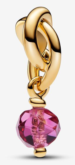 Charm Pandora Nudo Dorado Cristal Rosa Fucsia