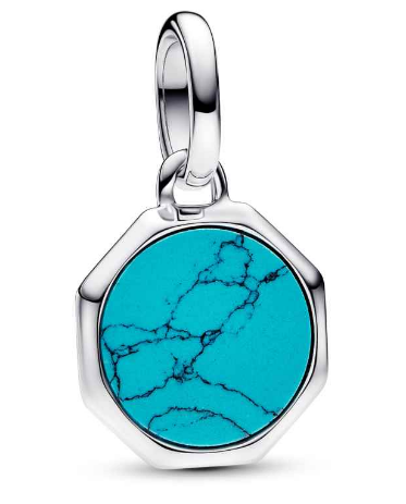 [793388C01] Charm colgante octogonal piedra turquesa Pandora