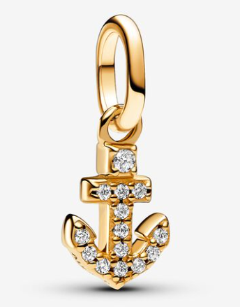 [763369C01] Charm colgante ancla pavé dorado