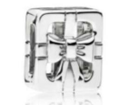 Charm caja de regalo con moño plata