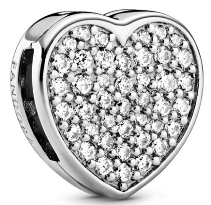 Charm Corazón Pavé de Circonias Borde Liso