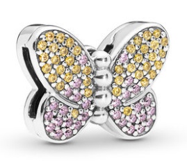 Charm Mariposa Pavé Circonias Amarillas y Rosas