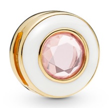 Charm Disco Esmalte Blanco y Circonia Rosa