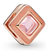 Charm Rombo Circonia Rosa Baño Oro Rosa