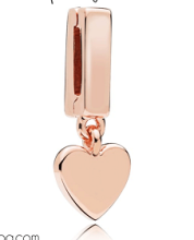 Charm Pandora corazón colgante liso baño oro rosa