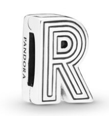 Charm Pandora letra R esmalte negro
