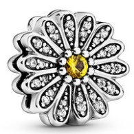 Charm Pandora margarita circonia amarilla plata
