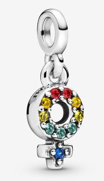 Charm colgante símbolo de Venus plata con circonias multicolor