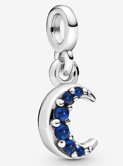 [ME-6] Charm colgante luna creciente plata con circonias azules