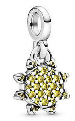Charm colgante tortuga pavé amarillo Pandora