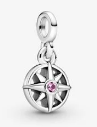Charm colgante brújula plata con circonia rosa Pandora
