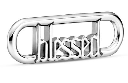 Charm colgante aro plata con palabra Blessed Pandora