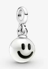 Charm colgante carita feliz esmalte blanco Pandora