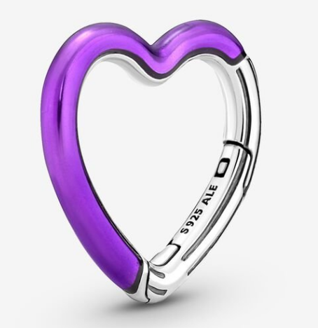 [ME-26] Charm Pandora ME eslabón corazón esmalte morado y plata