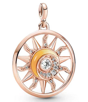 Charm colgante sol y luna circonia oro rosa Pandora