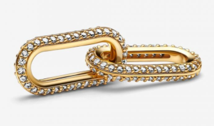 [ME-28] Charm Pandora ME eslabón doble pavé dorado