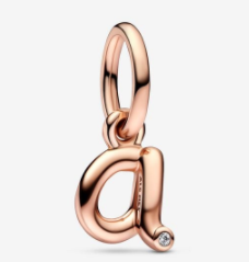 Charm colgante letra A baño oro rosa con circonia