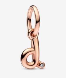 Charm colgante letra D baño oro rosa con circonia