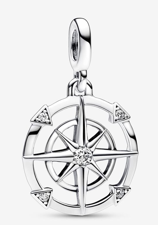 Charm colgante rosa de los vientos plata con circonias