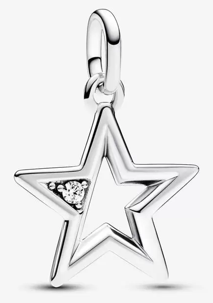 [ME-49] Charm colgante estrella calada plata con circonia