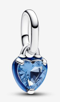 Charm colgante corazón circonia azul talla facetada