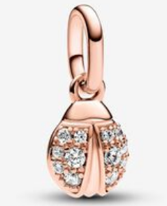 Charm colgante mariquita baño oro rosa con pavé de circonias
