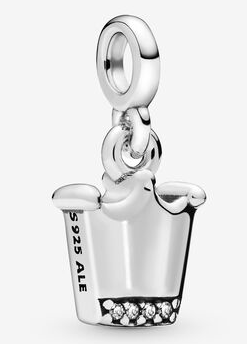 Charm colgante vaso de bebida plata con pajilla y circonias