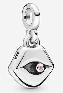 Charm colgante ojo geométrico plata con esmalte negro y circonia rosa