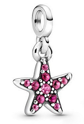 Charm colgante estrella de mar plata con pavé de circonias rosa