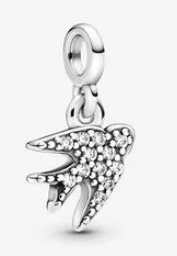 Charm colgante golondrina plata con pavé de circonias