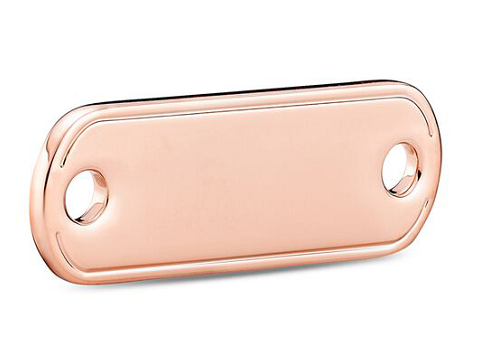 Charm colgante placa rectangular lisa baño oro rosa
