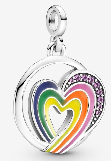 Charm colgante corazón arcoíris circonias rosas Pandora