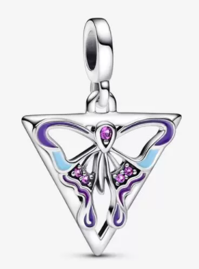 [ME-86] Charm colgante mariposa triangular circonias rosas Pandora