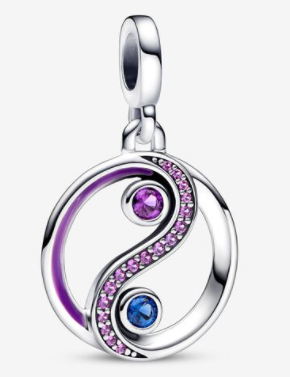 Charm colgante yin yang circonias púrpura y azul Pandora