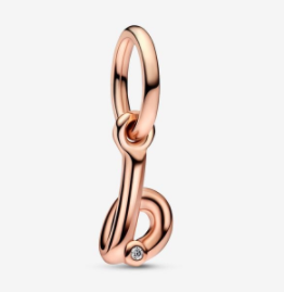 [ME-91] Charm colgante letra b circonia baño oro rosa Pandora