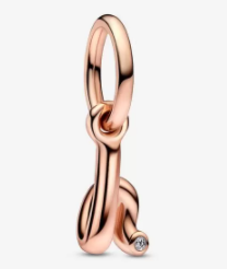 Charm colgante inicial cursiva voluta circonia baño oro rosa Pandora