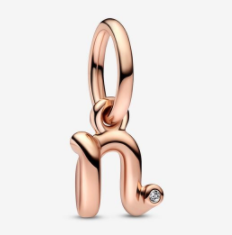 Charm colgante letra n circonia baño oro rosa Pandora