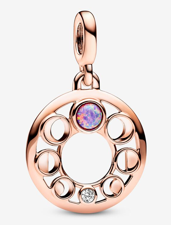 Charm colgante fases de la luna oro rosa Pandora