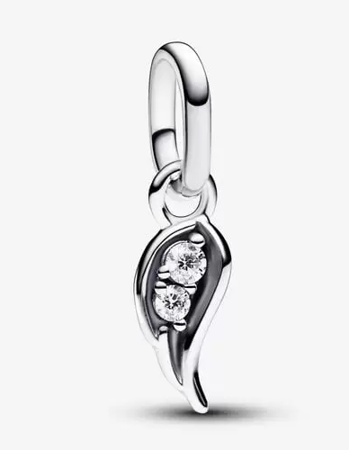 Charm colgante hoja curva plata con doble circonia Pandora