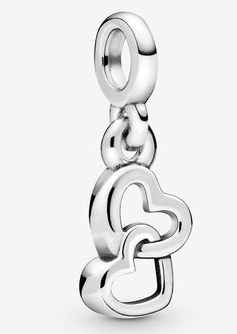 Charm colgante dos corazones entrelazados plata Pandora