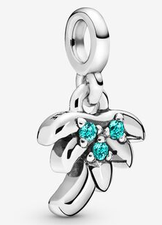 Charm colgante hojas de palmera con circonias turquesa Pandora